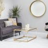 imageDeco 79 Metal Living Room Coffee Table Table with Clear Glass Top and Acrylic Legs Center Table 46quot x 26quot x 19quot GoldGold
