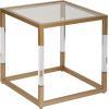 imageDeco 79 Metal Living Room Coffee Table Table with Clear Glass Top and Acrylic Legs Center Table 46quot x 26quot x 19quot GoldGold