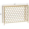 imageDeco 79 Metal Rectangle Console Table with Brown Wood Top 42quot x 14quot x 30quot Gold