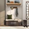 imageDeco 79 Metal Room Storage Bench Entryway Bench with Cream Burlap Top and Champagne Typography Bench 48quot x 16quot x 17quot Brown