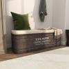 imageDeco 79 Metal Room Storage Bench Entryway Bench with Cream Burlap Top and Champagne Typography Bench 48quot x 16quot x 17quot Brown