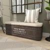 imageDeco 79 Metal Room Storage Bench Entryway Bench with Cream Burlap Top and Champagne Typography Bench 48quot x 16quot x 17quot Brown