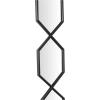 imageDeco 79 Metal Room Wall Mirror Slim Stacked Chain 5 Layer Entryway Mirror with Tear Drop Pattern and Foil Detailing Wall Mounted Mirror 7quot x 1quot x 58quot SilverBlack