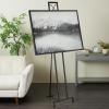 imageDeco 79 Metal Tall Adjustable Minimalist Display Stand Easel with Chain Support 16quot x 23quot x 54quot WhiteBlack