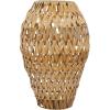 imageDeco 79 Plastic Rattan Handmade Decorative Candle Lantern with Wrapped Zig Zag Design 11quot x 11quot x 19quot Light BrownBrown