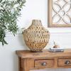 imageDeco 79 Plastic Rattan Handmade Decorative Candle Lantern with Wrapped Zig Zag Design 11quot x 11quot x 19quot Light BrownBrown