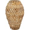 imageDeco 79 Plastic Rattan Handmade Decorative Candle Lantern with Wrapped Zig Zag Design 11quot x 11quot x 19quot Light BrownBrown