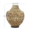 imageDeco 79 Plastic Rattan Handmade Decorative Candle Lantern with Wrapped Zig Zag Design 11quot x 11quot x 19quot Light BrownBrown