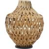 imageDeco 79 Plastic Rattan Handmade Decorative Candle Lantern with Wrapped Zig Zag Design 11quot x 11quot x 19quot Light BrownBrown