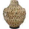 imageDeco 79 Plastic Rattan Handmade Decorative Candle Lantern with Wrapped Zig Zag Design 11quot x 11quot x 19quot Light BrownBrown