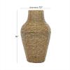 imageDeco 79 Plastic Rattan Handmade Decorative Candle Lantern with Wrapped Zig Zag Design 11quot x 11quot x 19quot Light BrownBrown