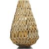 imageDeco 79 Plastic Rattan Handmade Decorative Candle Lantern with Wrapped Zig Zag Design 11quot x 11quot x 19quot Light BrownLight Brown