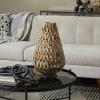 imageDeco 79 Plastic Rattan Handmade Decorative Candle Lantern with Wrapped Zig Zag Design 11quot x 11quot x 19quot Light BrownLight Brown
