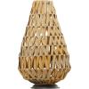 imageDeco 79 Plastic Rattan Handmade Decorative Candle Lantern with Wrapped Zig Zag Design 11quot x 11quot x 19quot Light BrownLight Brown