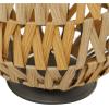 imageDeco 79 Plastic Rattan Handmade Decorative Candle Lantern with Wrapped Zig Zag Design 11quot x 11quot x 19quot Light BrownLight Brown