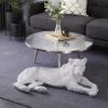 imageDeco 79 Polystone Leopard Decorative Sculpture Floor Home Decor Statue with Carved Faceted Diamond Exterior Accent Figurine 39quot x 19quot x 14quot SilverSilver