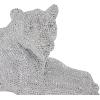 imageDeco 79 Polystone Leopard Decorative Sculpture Floor Home Decor Statue with Carved Faceted Diamond Exterior Accent Figurine 39quot x 19quot x 14quot SilverSilver