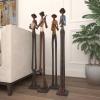 imageDeco 79 Polystone Musician Decorative Sculpture Tall Long Legged Jazz Band Home Decor Statues with Black Base Stand Set of 4 Accent Figurines 5quotW 40quotH BrownBrown
