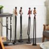 imageDeco 79 Polystone Musician Decorative Sculpture Tall Long Legged Jazz Band Home Decor Statues with Black Base Stand Set of 4 Accent Figurines 5quotW 40quotH BrownBrown