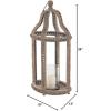 imageDeco 79 Reclaimed Wood IndoorOutdoor Candle Lantern  Beaded Decorative Candle Holder 13quot x 10quot x 29quot Brown