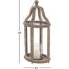 imageDeco 79 Reclaimed Wood IndoorOutdoor Candle Lantern  Beaded Decorative Candle Holder 13quot x 10quot x 29quot Brown