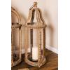 imageDeco 79 Reclaimed Wood IndoorOutdoor Candle Lantern  Beaded Decorative Candle Holder 13quot x 10quot x 29quot Brown