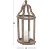 imageDeco 79 Reclaimed Wood IndoorOutdoor Candle Lantern  Beaded Decorative Candle Holder 13quot x 10quot x 29quot Brown