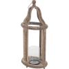 imageDeco 79 Reclaimed Wood IndoorOutdoor Candle Lantern  Beaded Decorative Candle Holder 13quot x 10quot x 29quot Brown