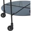 imageDeco 79 Round Black Metal Wheeled Coffee Table with Teal Enamel Tray Top and Tinted Glass Shelf 26quot X 19quot