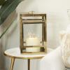 imageDeco 79 Stainless Steel Pillar Candle Lantern 10quot x 10quot x 21quot GoldGold
