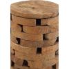 imageDeco 79 Teak Wood Handmade Side End Accent Table Live Edge End Table with Brick Inspired Design Side Table 14quot x 14quot x 18quot Light BrownBrown