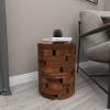 imageDeco 79 Teak Wood Handmade Side End Accent Table Live Edge End Table with Brick Inspired Design Side Table 14quot x 14quot x 18quot Light BrownLight Brown