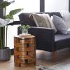 imageDeco 79 Teak Wood Handmade Side End Accent Table Live Edge End Table with Brick Inspired Design Side Table 14quot x 14quot x 18quot Light BrownLight Brown