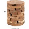 imageDeco 79 Teak Wood Handmade Side End Accent Table Live Edge End Table with Brick Inspired Design Side Table 14quot x 14quot x 18quot Light BrownLight Brown