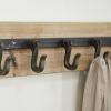 imageDeco 79 Wood 5 Hanger Wall Hook with Black Metal Hardware 24quot x 4quot x 6quot Brown