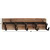 imageDeco 79 Wood 5 Hanger Wall Hook with Black Metal Hardware 24quot x 4quot x 6quot Brown