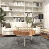 imageDeco 79 Wood Coffee Table with White Metal Tripod Legs 32quot x 32quot x 18quot BrownBrown