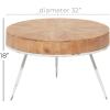 imageDeco 79 Wood Coffee Table with White Metal Tripod Legs 32quot x 32quot x 18quot BrownBrown