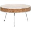 imageDeco 79 Wood Coffee Table with White Metal Tripod Legs 32quot x 32quot x 18quot BrownBrown