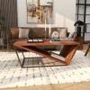 imageDeco 79 Wood Diagonal Open Frame Coffee Table with Gray Metal Base 45quot x 24quot x 16quot Brown