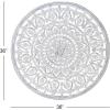 imageDeco 79 Wood Floral Handmade Intricately Carved Round Mandala Wall Decor 36quot x 1quot x 36quot White