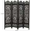imageDeco 79 Wood Floral Handmade Partition Room Divider Screen Foldable Partition Carved 4 Panel Privacy Screen Room Partition 80quot x 1quot x 72quot Black