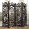 imageDeco 79 Wood Floral Handmade Partition Room Divider Screen Foldable Partition Carved 4 Panel Privacy Screen Room Partition 80quot x 1quot x 72quot Black