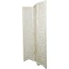 imageDeco 79 Wood Floral Hinged Foldable Partition 3 Panel Room Divider Screen with Intricately Carved Designs 45quot x 1quot x 75quot White