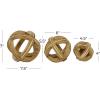 imageDeco 79 Wood Geometric Handmade Decorative Sculpture Beaded Home Decor Statues Set of 3 Accent Figurines 7quot 6quot 4quotH Light BrownLight Brown