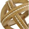 imageDeco 79 Wood Geometric Handmade Decorative Sculpture Beaded Home Decor Statues Set of 3 Accent Figurines 7quot 6quot 4quotH Light BrownLight Brown