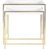 imageDeco 79 Wood Geometric Nesting Console Table with Gold Metal Legs Set of 2 22quot 20quotW WhiteGoldWhite