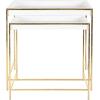 imageDeco 79 Wood Geometric Nesting Console Table with Gold Metal Legs Set of 2 22quot 20quotW WhiteGoldWhite