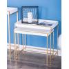 imageDeco 79 Wood Geometric Nesting Console Table with Gold Metal Legs Set of 2 22quot 20quotW WhiteGoldWhite
