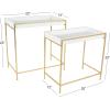 imageDeco 79 Wood Geometric Nesting Console Table with Gold Metal Legs Set of 2 22quot 20quotW WhiteGoldWhite